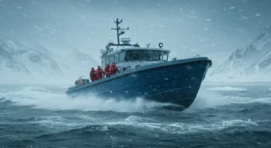 Travel in Winter with a Very Strong Boat